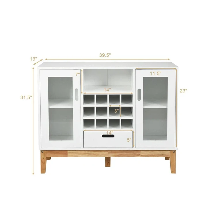 Modern Living Room Furniture White Wood Wooden Buffet Sideboard Mini Corner Home Coffee Wine Bar Cabinet For Home