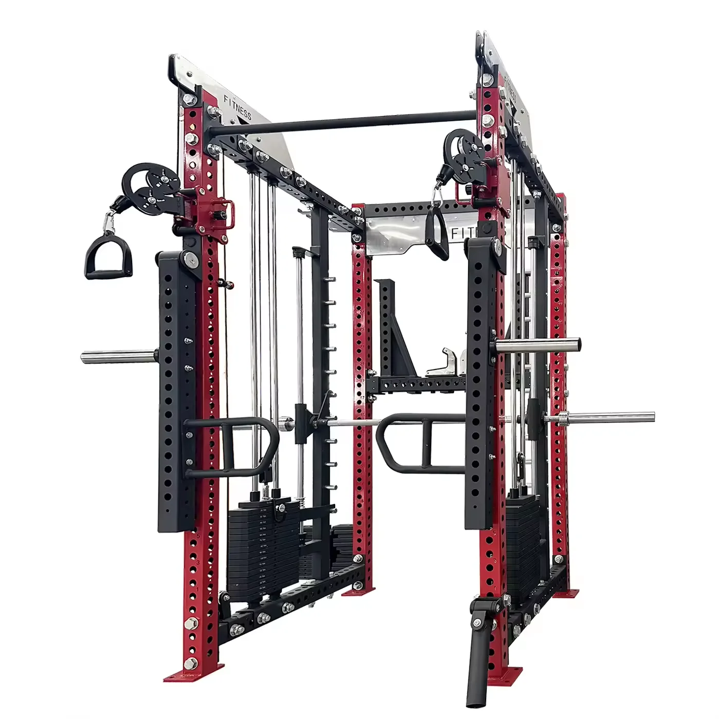 New type Gym Fitness Equipment Commercial Cable Multi Station Gym Smith Rack All In One Gym Machine Weight Stack with holes