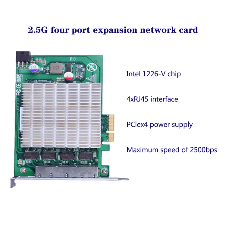 Расширение сетевой карты PCIe на 4-портовый чип I226 с блоком питания POE для получения визуальных данных