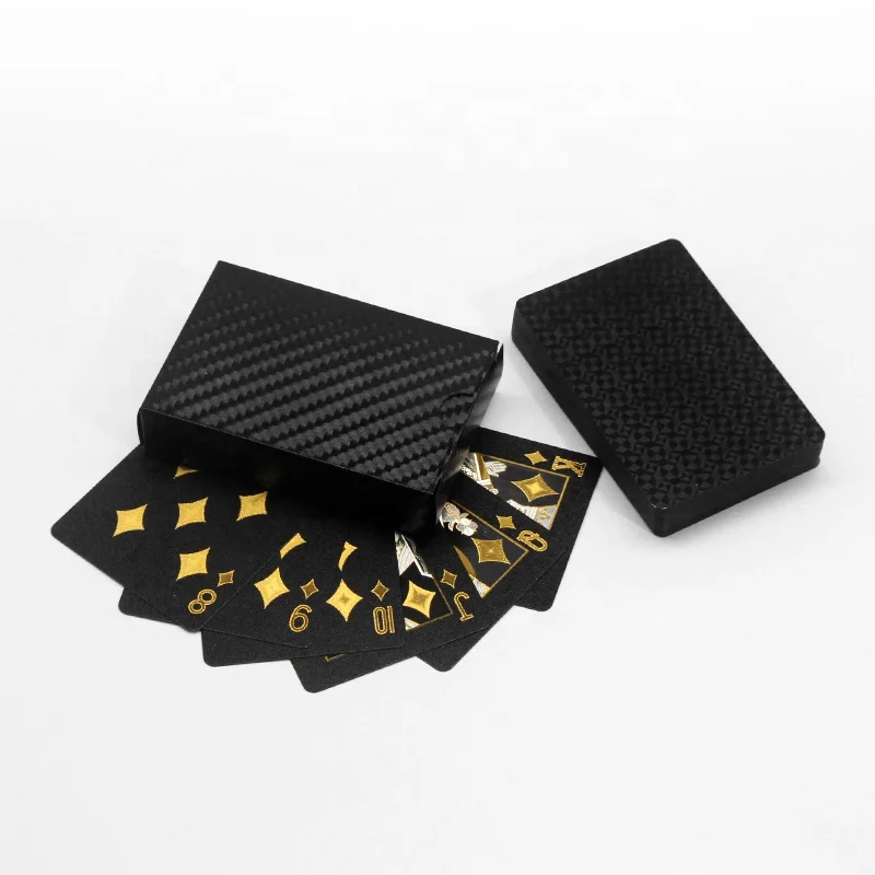 High Quality Custom Playing Cards Printing Poker Pvc Waterproof Plastic Gold Black in Bulk