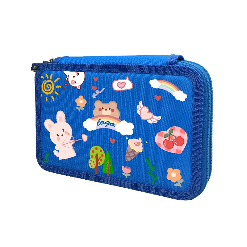 2/3/4 Layers Artist Large Capacity Handy Oxford Fabric Storage Organizer Pencil Case with Zipper Canvas Pen Case for Students