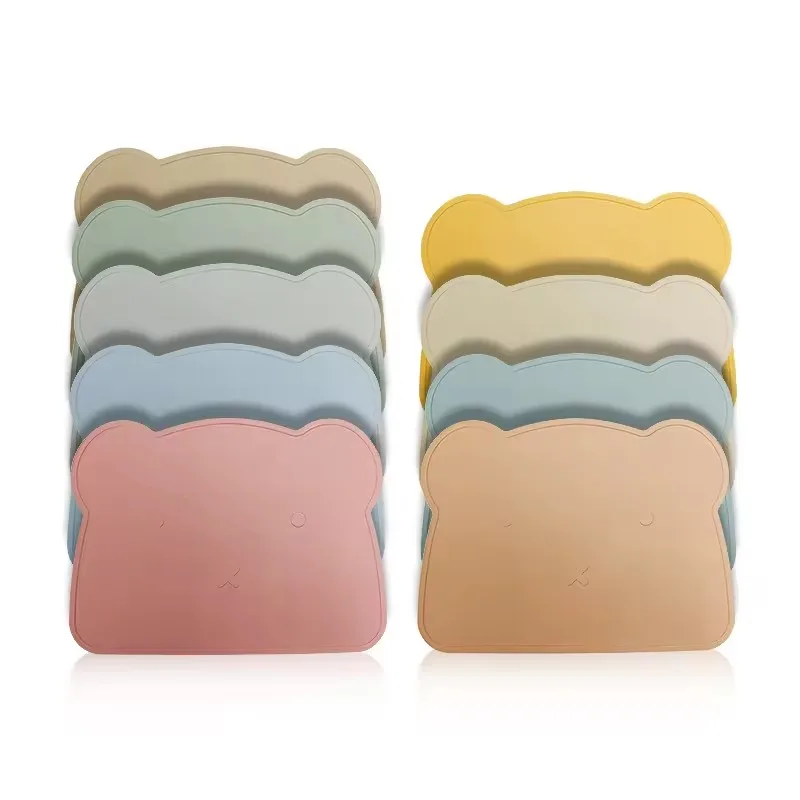 Custom Logo Toddler Kids  Easy Cleaning Table Place Mats Baby Silicone Placemat bear baby silicone kitchen mat for plate