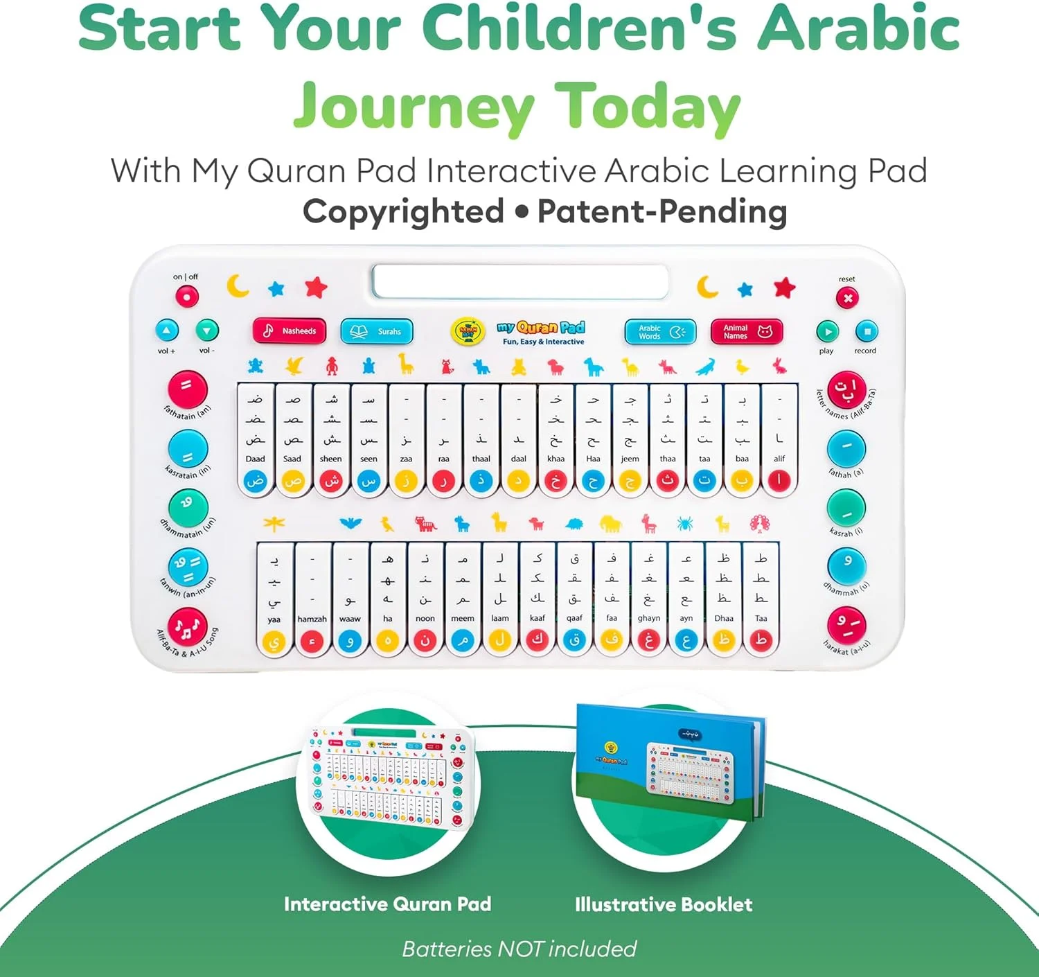 My Quran Pad Smart Interactive Educational Toy Kids Teach Arabic Alphabet Daily Words Animal Names Fun Muslim Learning