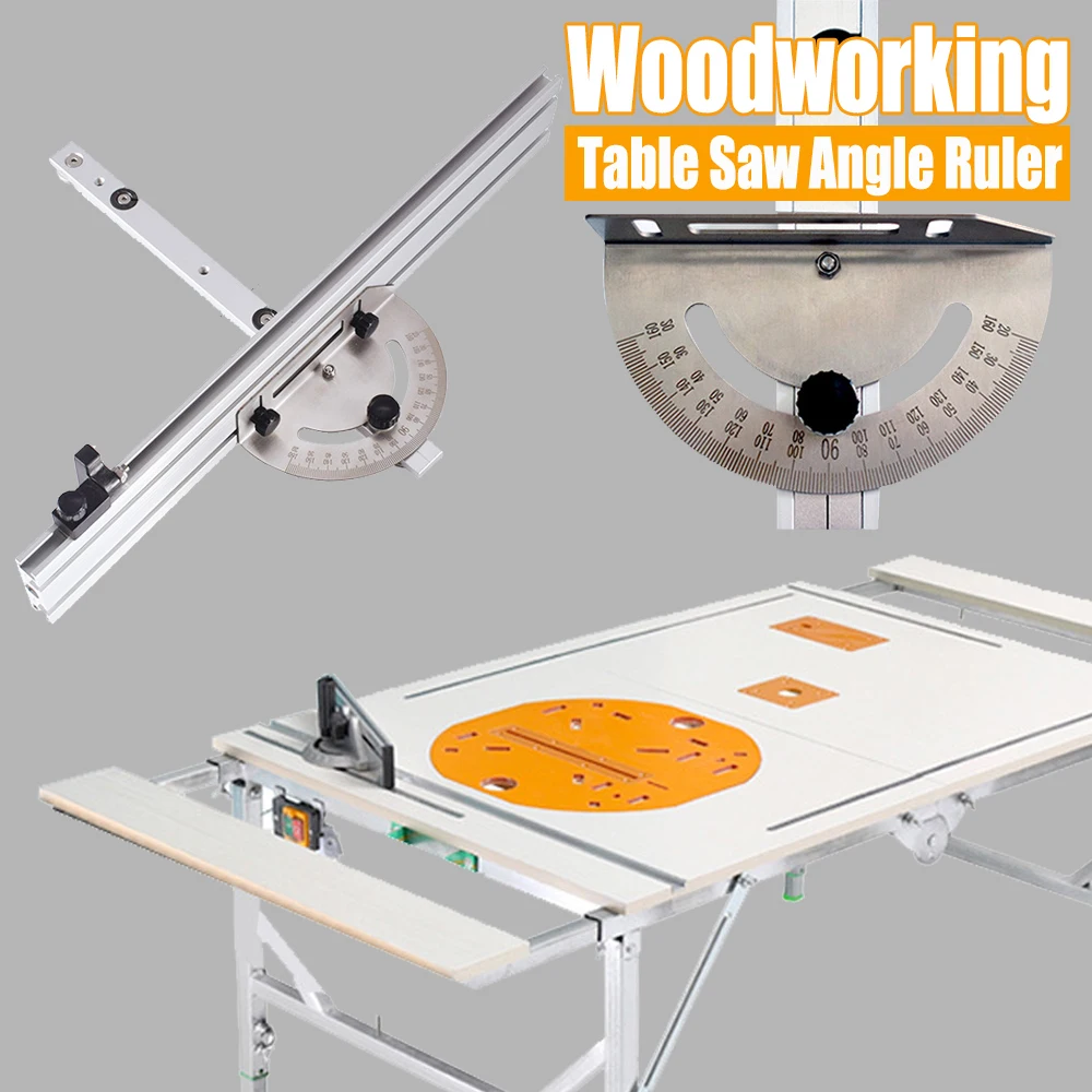 Woodworking Table Saw Angle Ruler Miter Gauge Guide W/ 250mm Fence Carpenter Push Band Saw Inverted Adjustable Angle Gauge