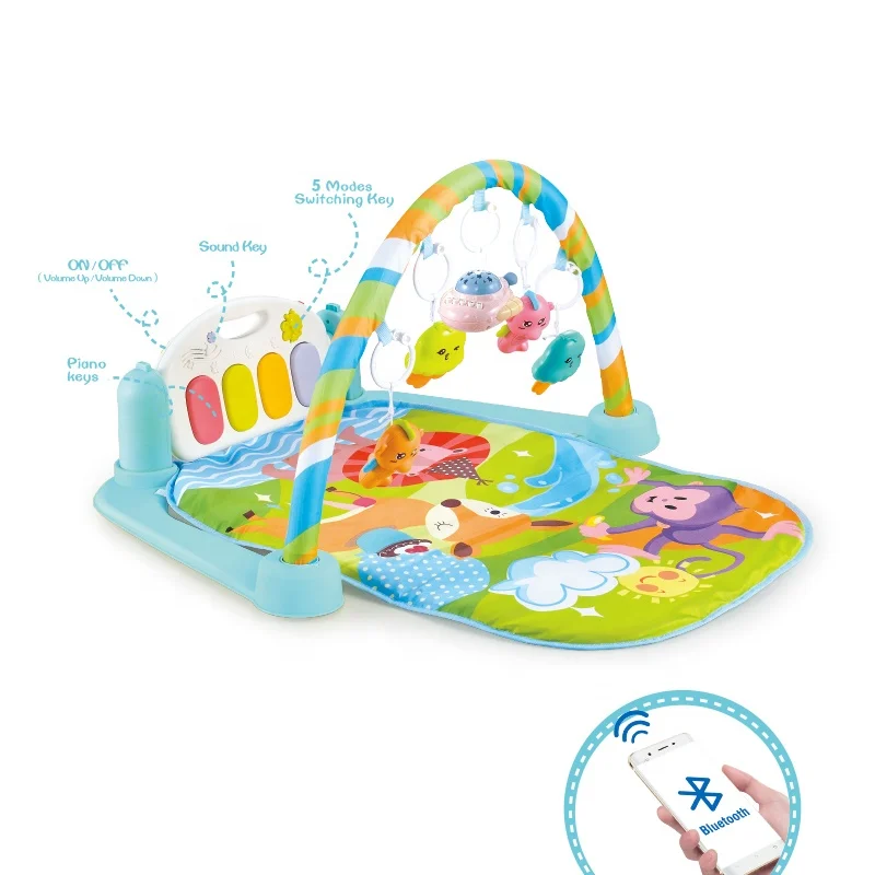 HUADA Multifunctional Portable Animal Infant Gym Toys Baby Soft Foldable Floor Play Mat with Piano Keyboard&Projection Function