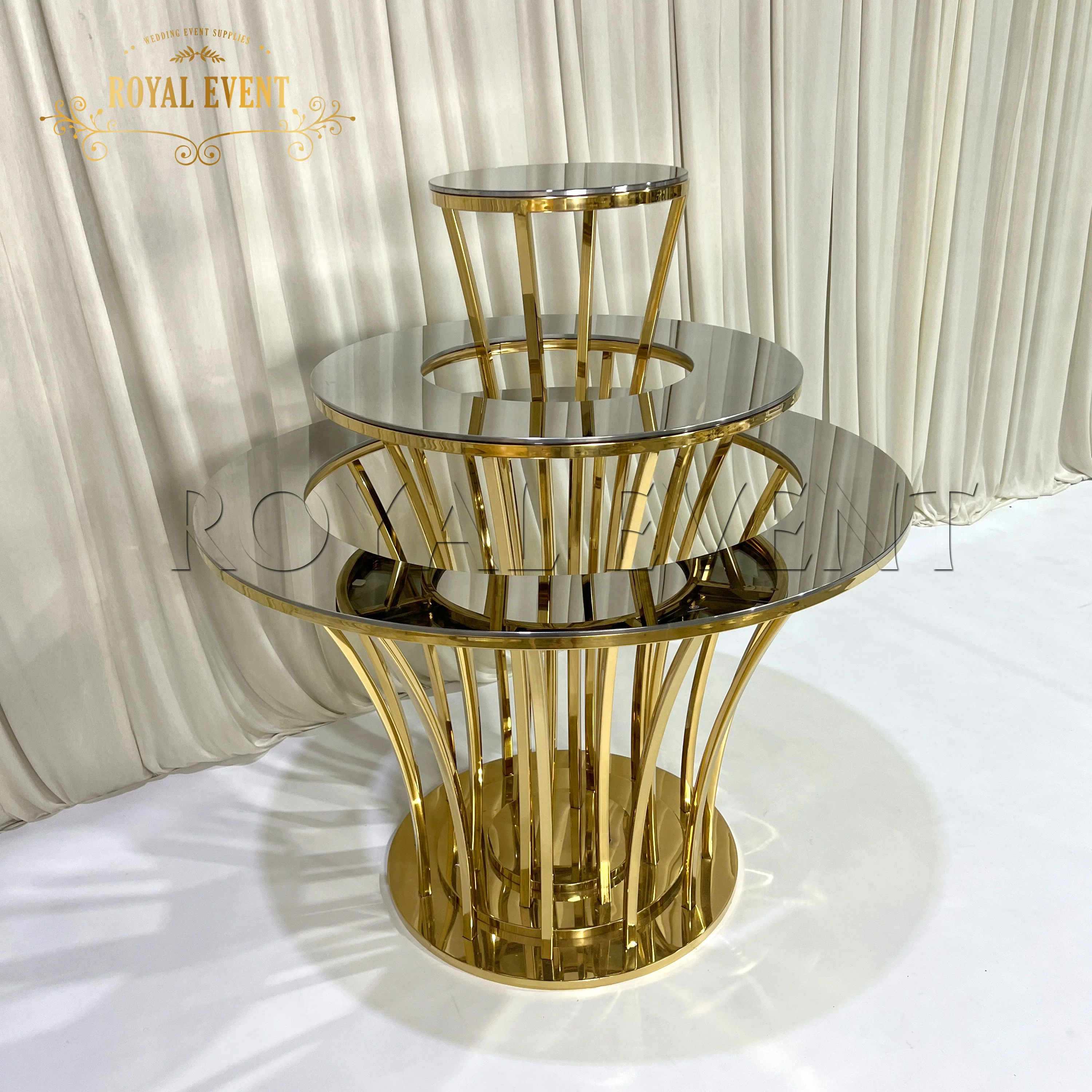 Luxury party supplies cake table Golden Stainless steel Wedding decoration cake table for Wedding events