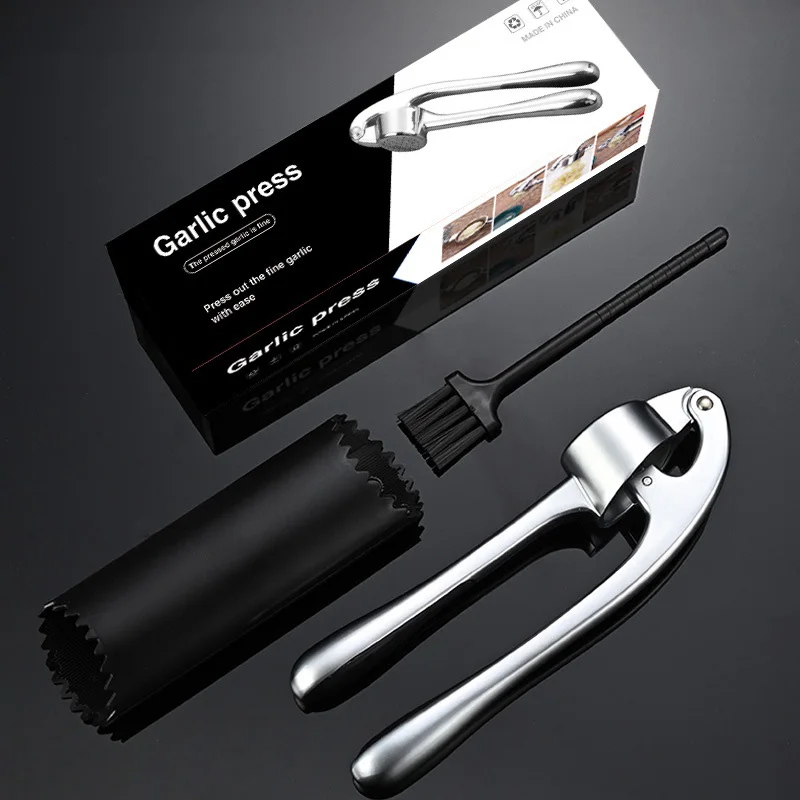 High Quality Manual Garlic Squeezer crusher Garlic Peeler Brush Garlic press Sets