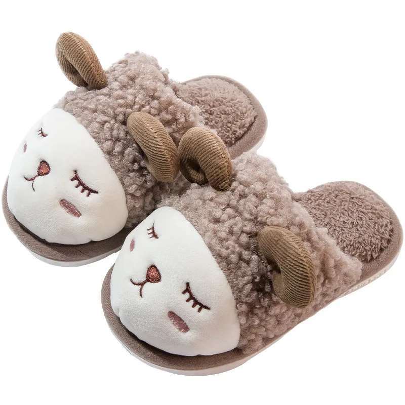 Lovely Lamp Design Colorful Warm Comfortable Home Cotton Boys And Girls Slippers For Winter And Autumn