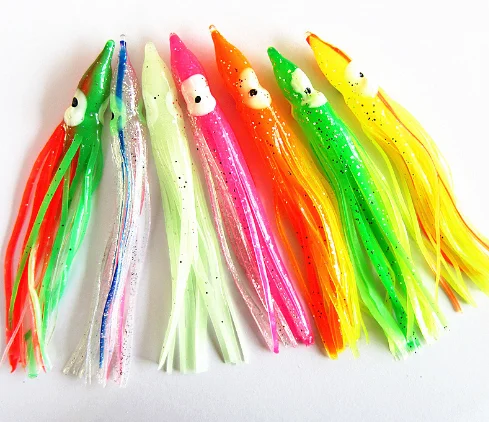 NEWMAJOR 5pcs/bag Rubber Squid Skirts Octopus Soft Fishing Lures Tuna Sailfish Baits PVC Lure 5cm 6cm 7cm 10cm 12cm Mix Colors