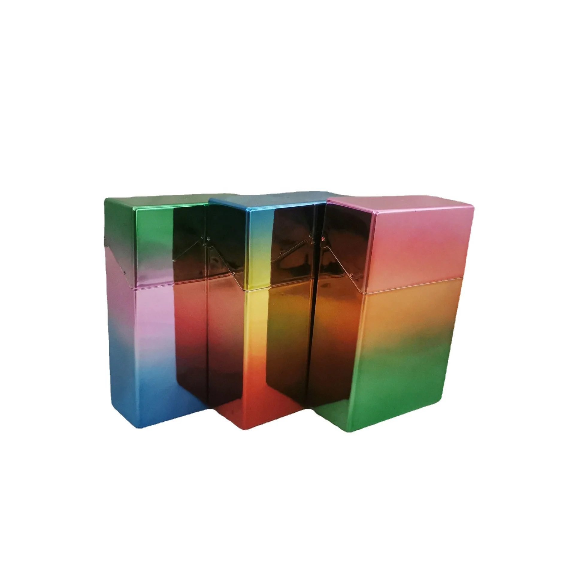 20pcs Colorful gradient clamshell portable anti-pressure mirror plastic cigarette storage case box