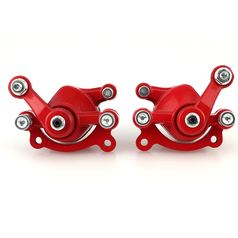 Left + Right Red Disc Brake Calipers For 2 Stroke 47cc 49cc Chinese Pocket Bike Mini Dirt Kids ATV Quad Goped Scooter Go Kart