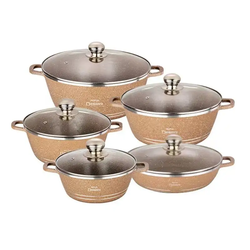 10pcs die cast cookware home induction pot casserole dish with lid sartenes aluminio food pot luxury cookware set