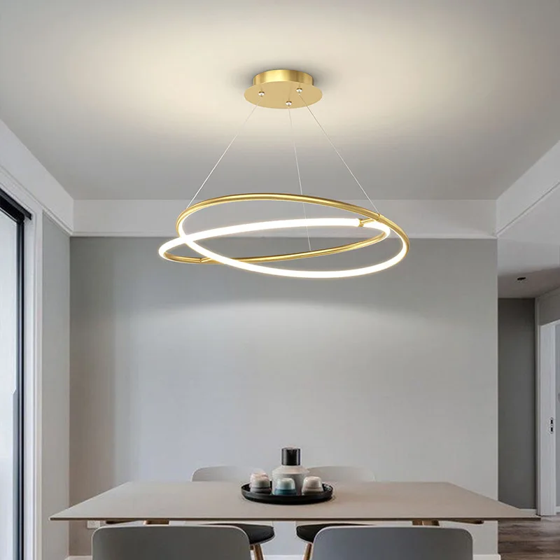 Modern Simple Chandelier Ring Line Living Room Bedroom Dining Room Light Creative Personality Art Ring Pendant Light