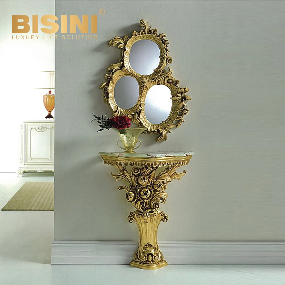 Marble porch cabinet shelf living room case antique Gilding console table with mirror