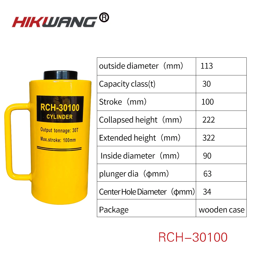 RCH-30100 30ton 100mm single acting Hydraulic Hollow Plunger Cylinder hydraulic Jacks cheap hydraulic cylinders