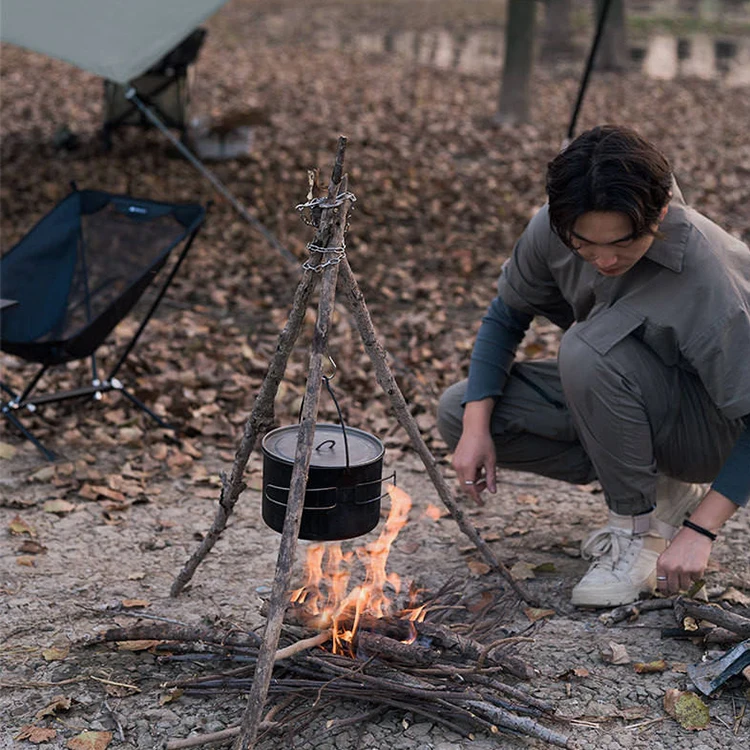 Mydays Outdoor Hexagon Portable 304 Stainless Steel Tripod Hanging Rack Campfire Grill Pot Hanger Campfire Tripod Board