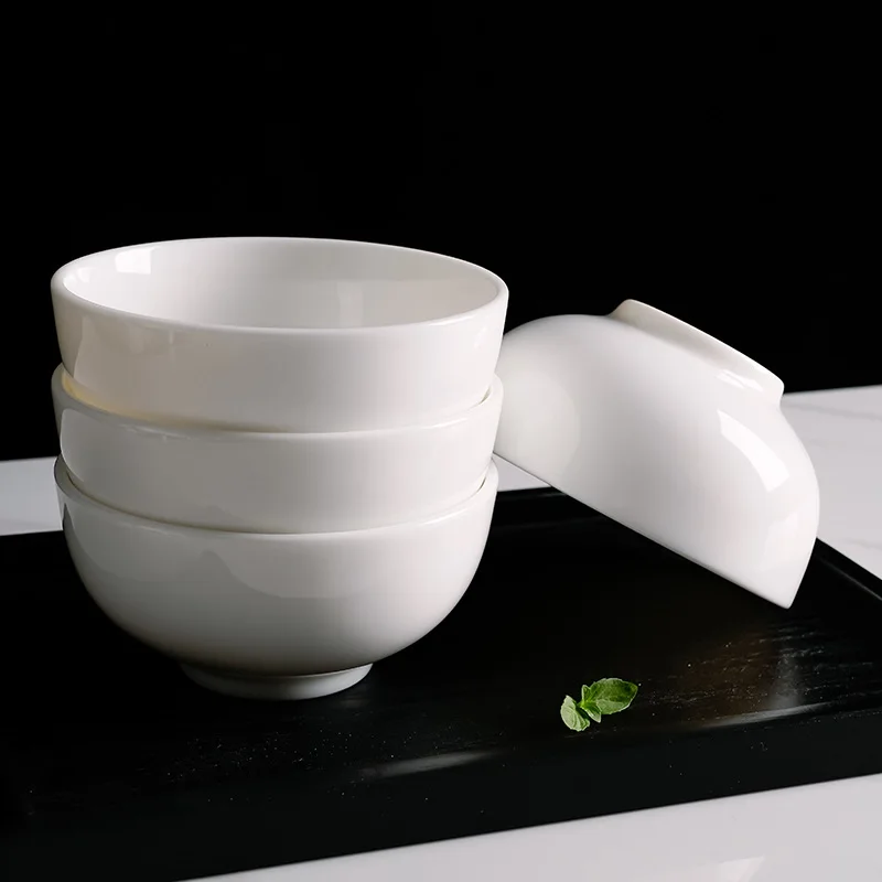 Изготовленный на заказ логотип Ресторан 5/6/7/дюймовые плоские белые круглые фарфоровые обеденные чашки для рисового супа чашки для супа с Высокая белая фарфоровая миска керамические суповые тарелки