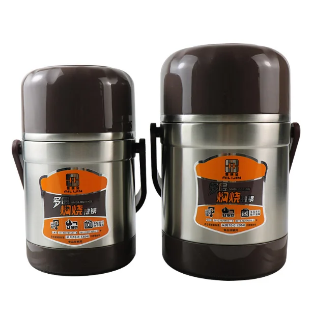 Ailijin  vacuum heat insulation barrels 12 hours working students seal pot smolder pot of double layer stainless steel lunch b