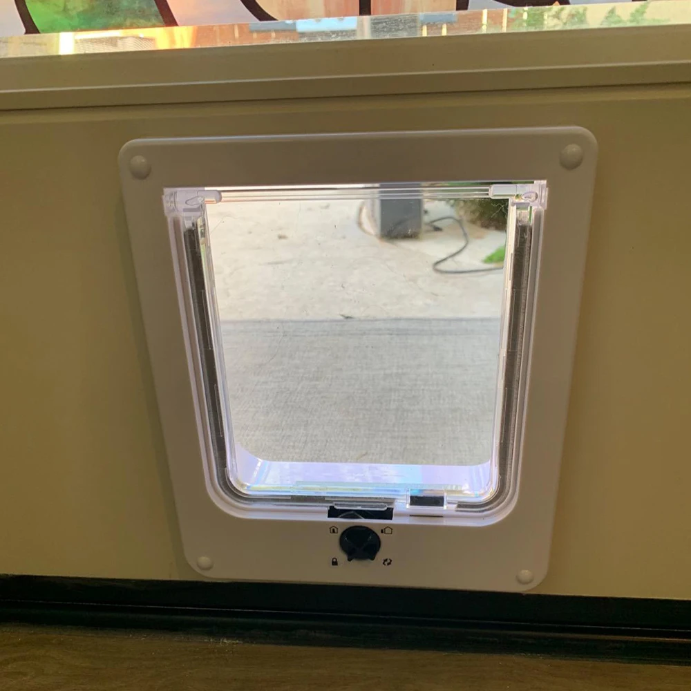 Upgraded 2020 Best Selling ABS Pet Cat Door Pet Flap Interior 4 Ways Locking Magnetic Home Dog Cat Door