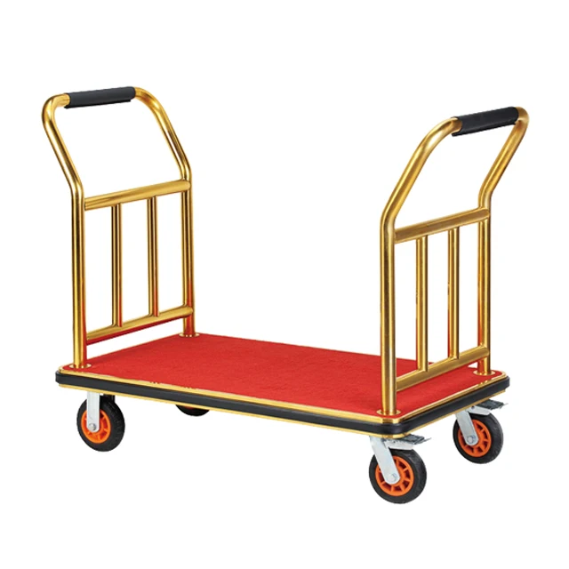 Hotel lobby luggage trolley concierge trolley luggage trolley moon center flat stainless steel silent wheel cart
