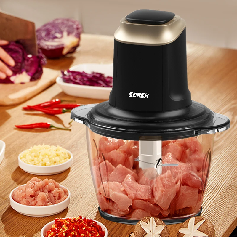 Wholesale 1.5L Multi-Chopper Kitchen Machine Copper Motor Meat Grinder Chopper Glass Material for Restaurant Application