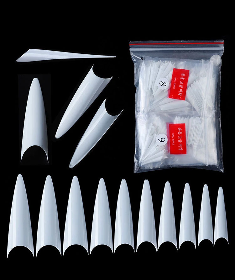 acrylic false  unas acrilicas transparent nails art artificial 600pcs stiletto sharp nail