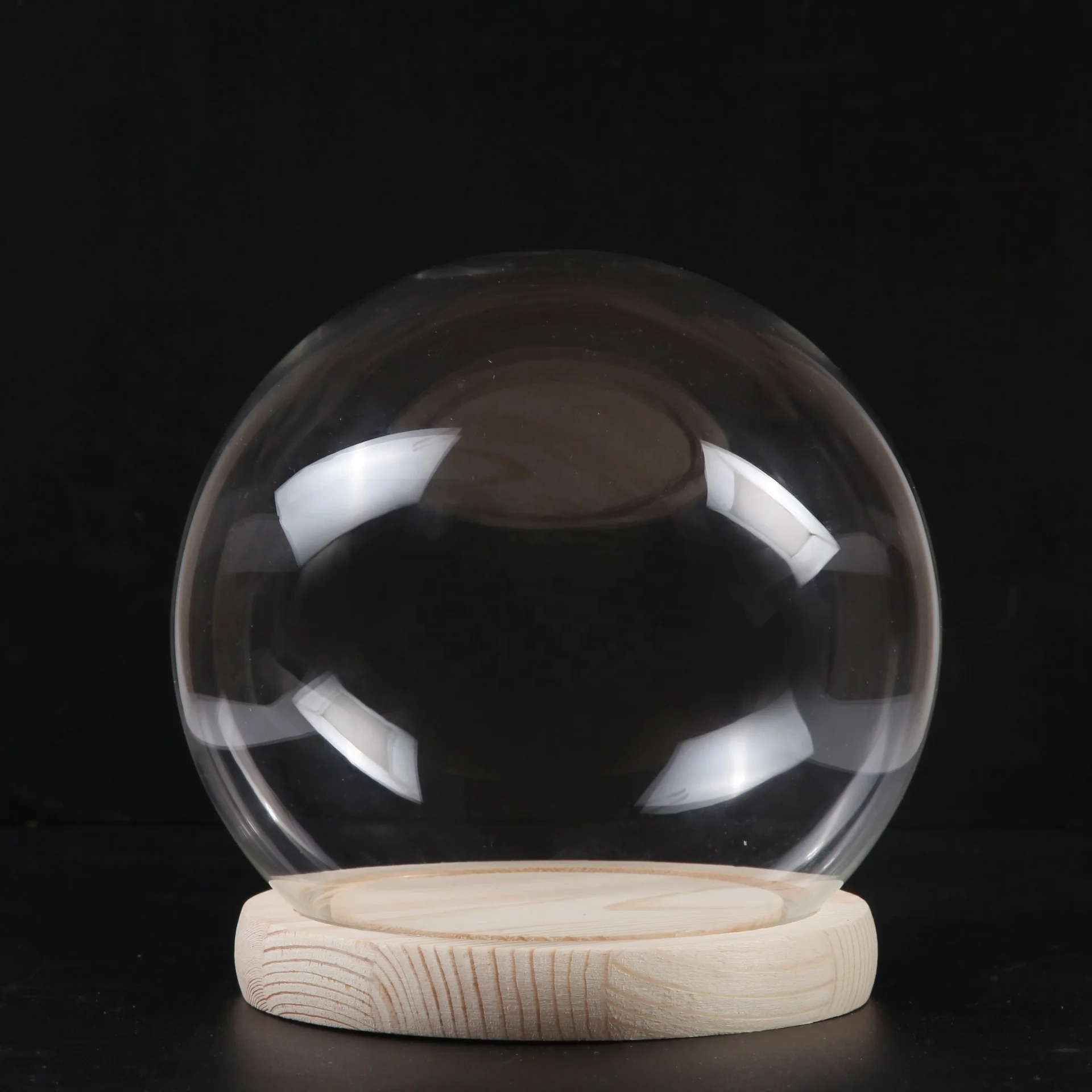 Factory Directly Sale Cheap Custom Sizes Glass Bell Dome Cloche With Base transparent terrarium led glass mini cloche dome jars