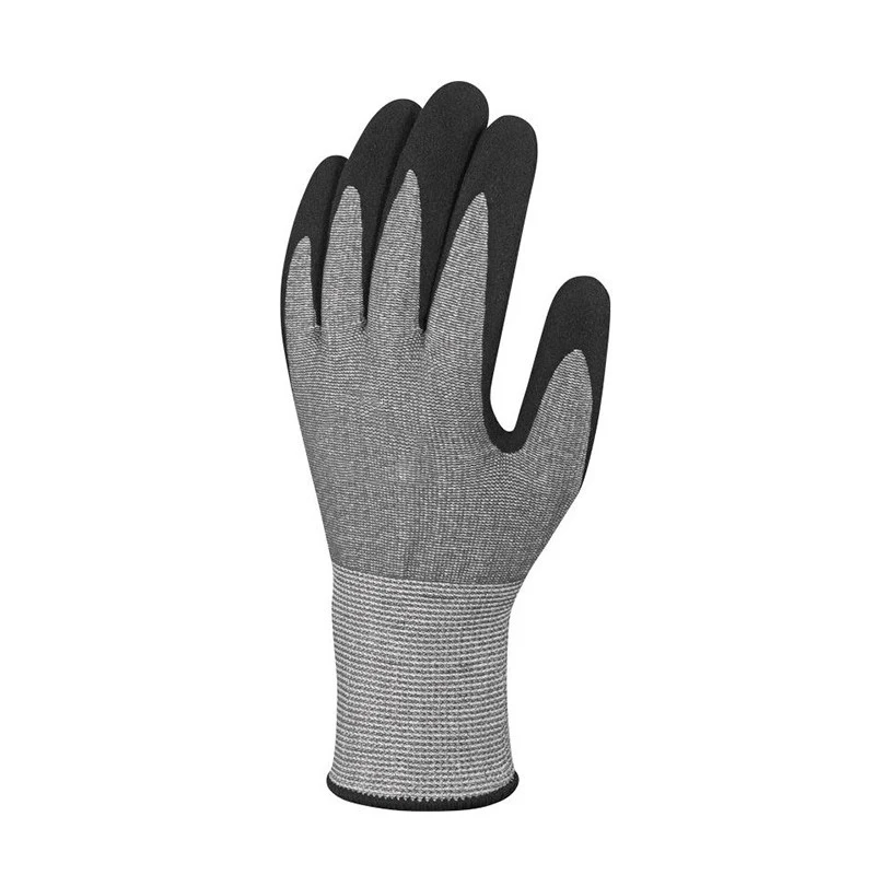 Anti-cutting grey black nitrile impregnated mechanical gloves En388 anti-cutting protective oil or mining work gloves