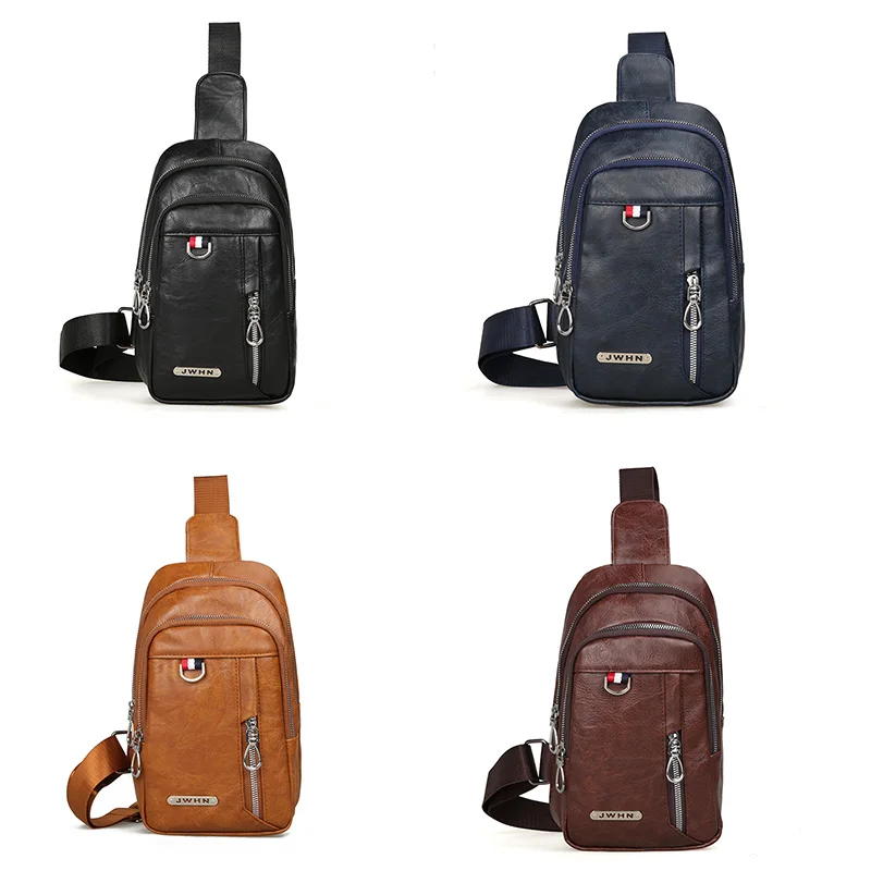 popular teenager chest pack mens waterproof small crossbody bag travel PU Multifunction shoulder bag