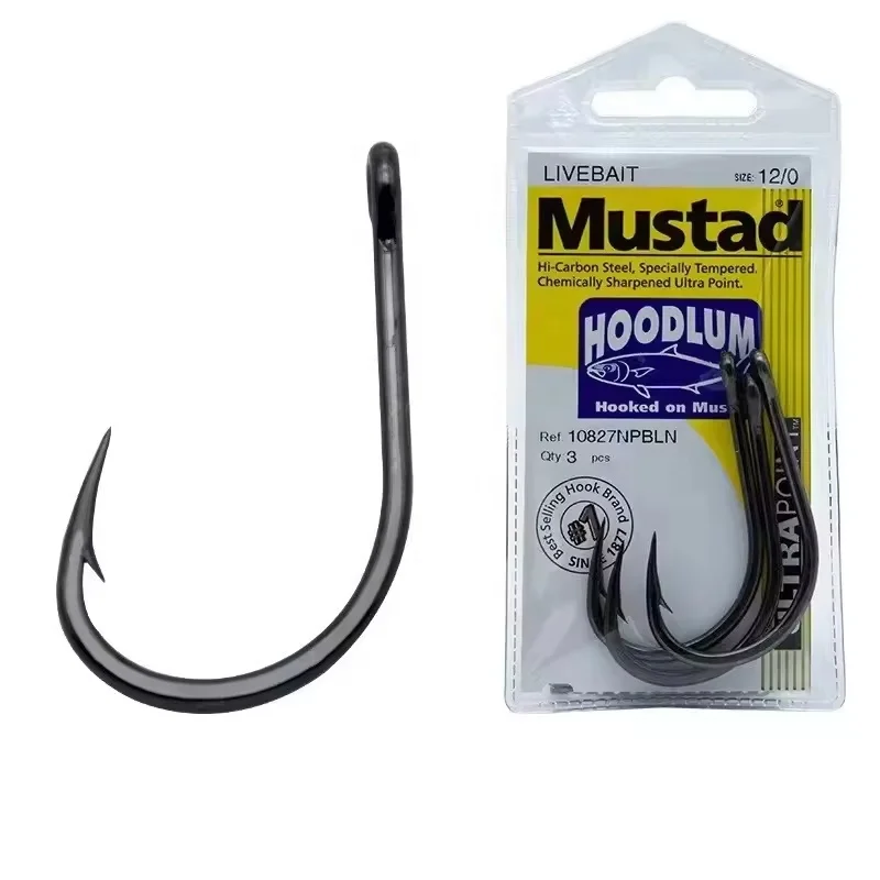 Mustad 10827 sea fishing hooks 1/0-12/0 circle jigging hook high carbon steel hook