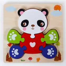 Promotional Wholesale 3d Animals Wooden Kids Early Education Jigsaw Puzzle Toys