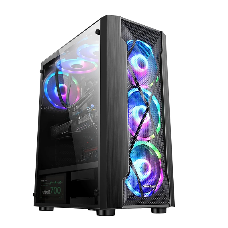 YYC in stock table pc computer case Mini SECC Mid Tower PC Computer Case RGB Tower pc case with rgb fans