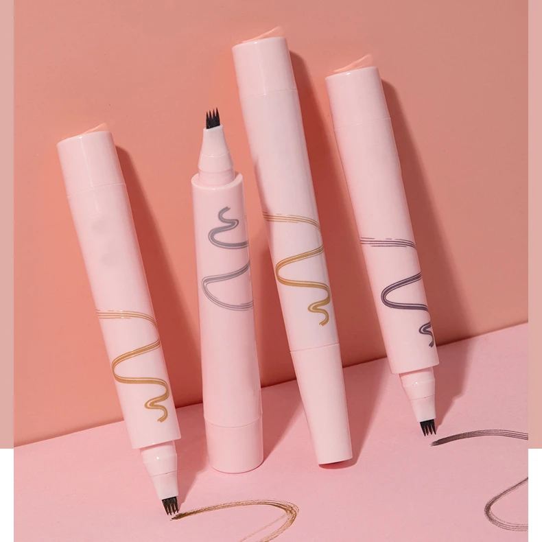Private label pink eyebrow pencil three-dimensional natural simulation of native brow four fork can be customized