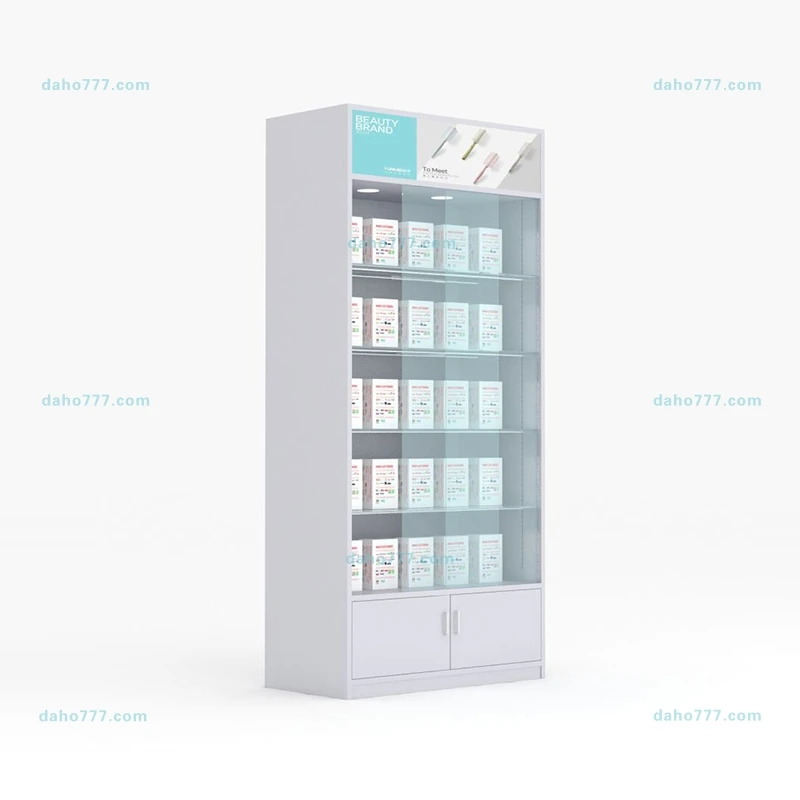 High quality supermarket display stands retail store customized display shelves with glass