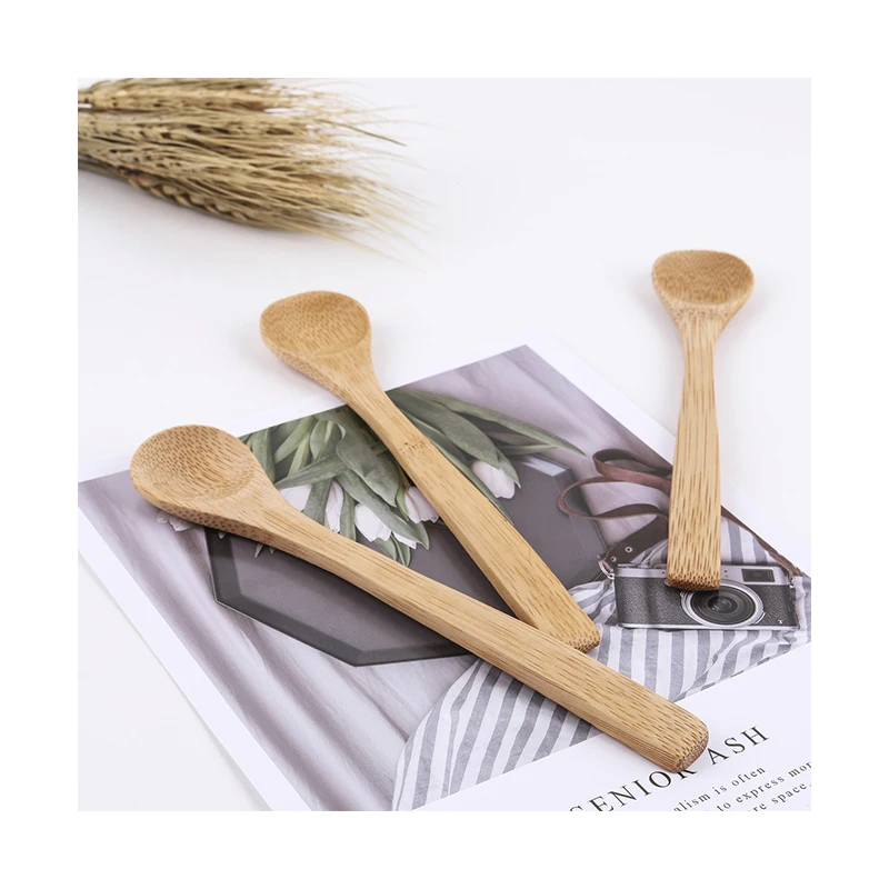 Деревянная мини-ложка с длинной ручкой для чая, кофе, десертов, мешальная ложка, Бамбуковая ложка для сервировки и кухни