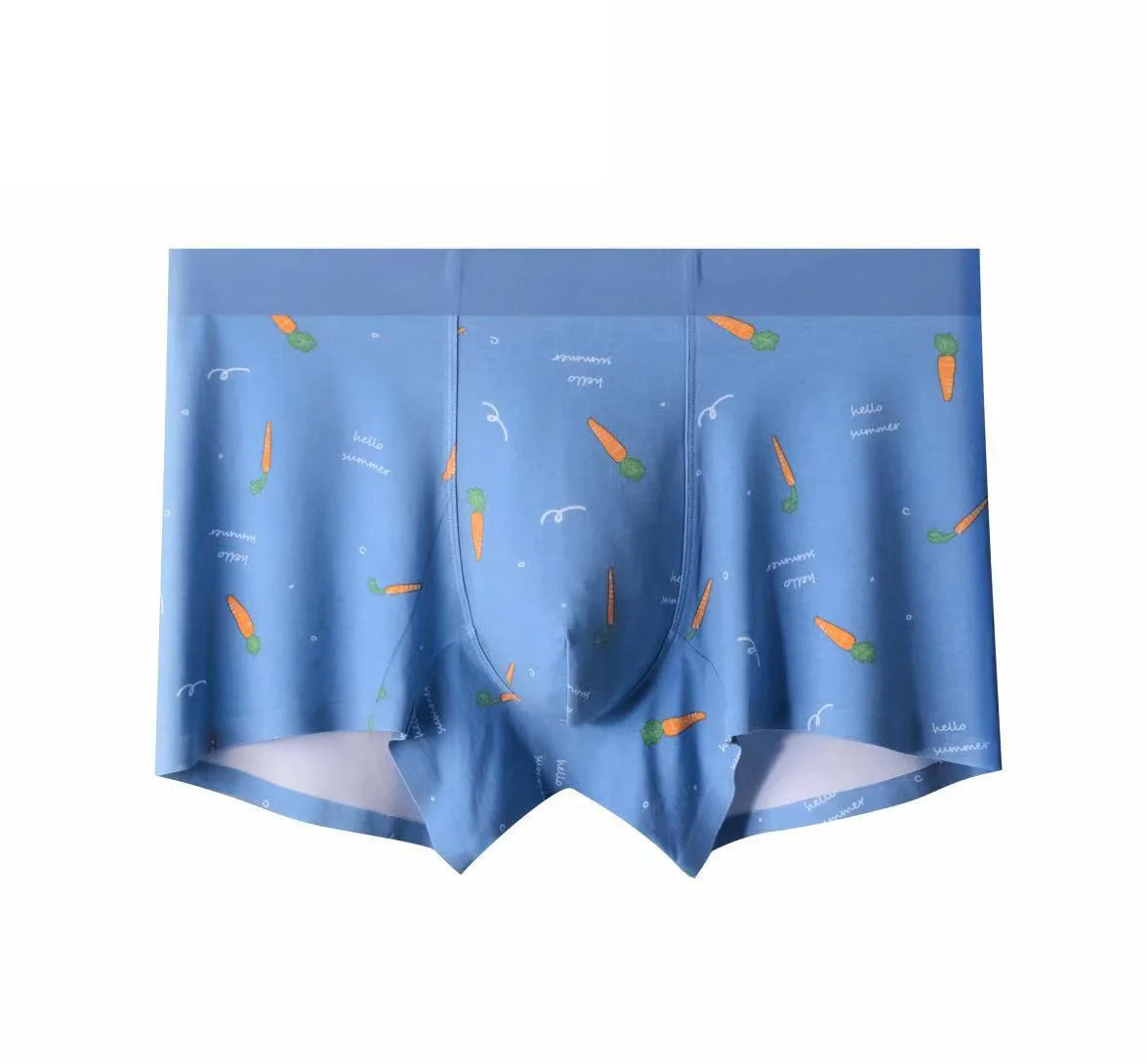 Modal Seamless Boxer Briefs Young Boys Cartoon Trunks Underwear Printing Simple Four-Corner Mens Boxer