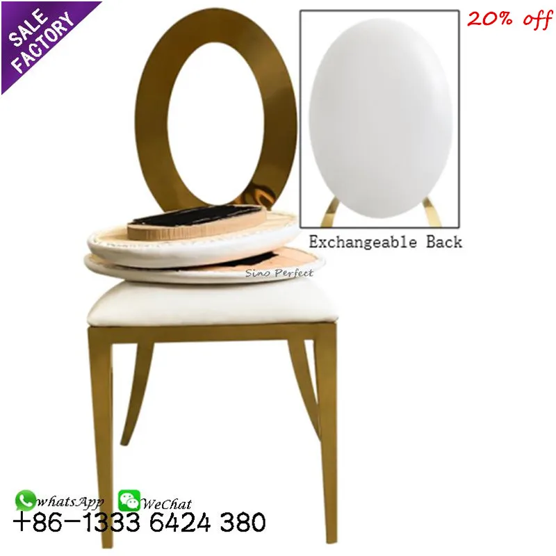 China Factory Luxury Gold Back Stackable Stainless Steel Legs Banquet Wedding Chair For Sale