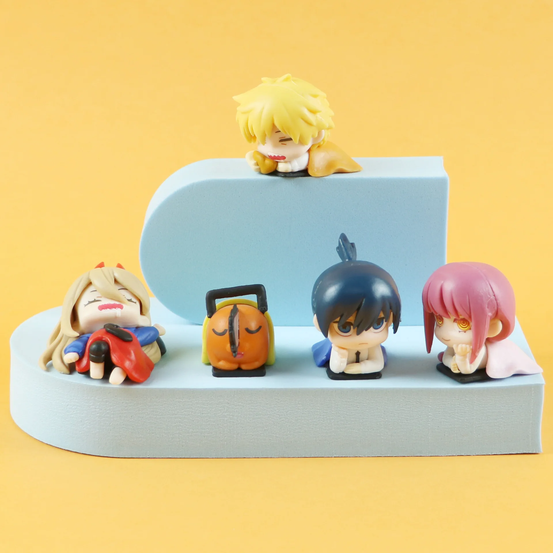5 Pcs/Set Chainsaw Man 3-4cm Kawaii Mini Sleep Figure Denji Pochita Makima Hayakawa Aki Power Figurine Model Dolls Gifts