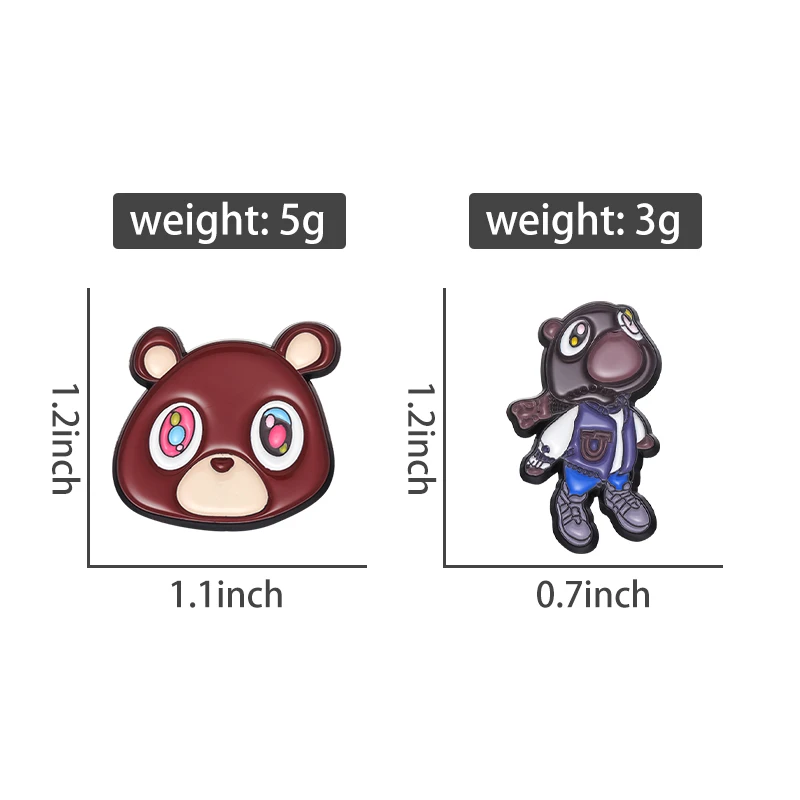 American Rapper Q Version Enamel Brooch Kanye West Wears Cartoon Backpack Badge Clothing Accessories Gift Jewelry for Friends