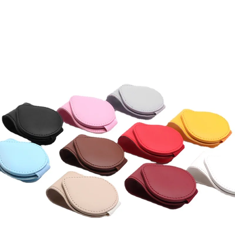 Leather Eyeglasses Hanger Car Glasses Holder Universal Car Visor Sunglasses Holder Clip and Ticket Card Clip Eyeglasses Mount