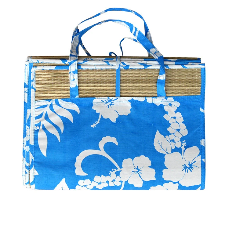 Wholesale Portable and Packable Straw Beach Mat 3 folded Part