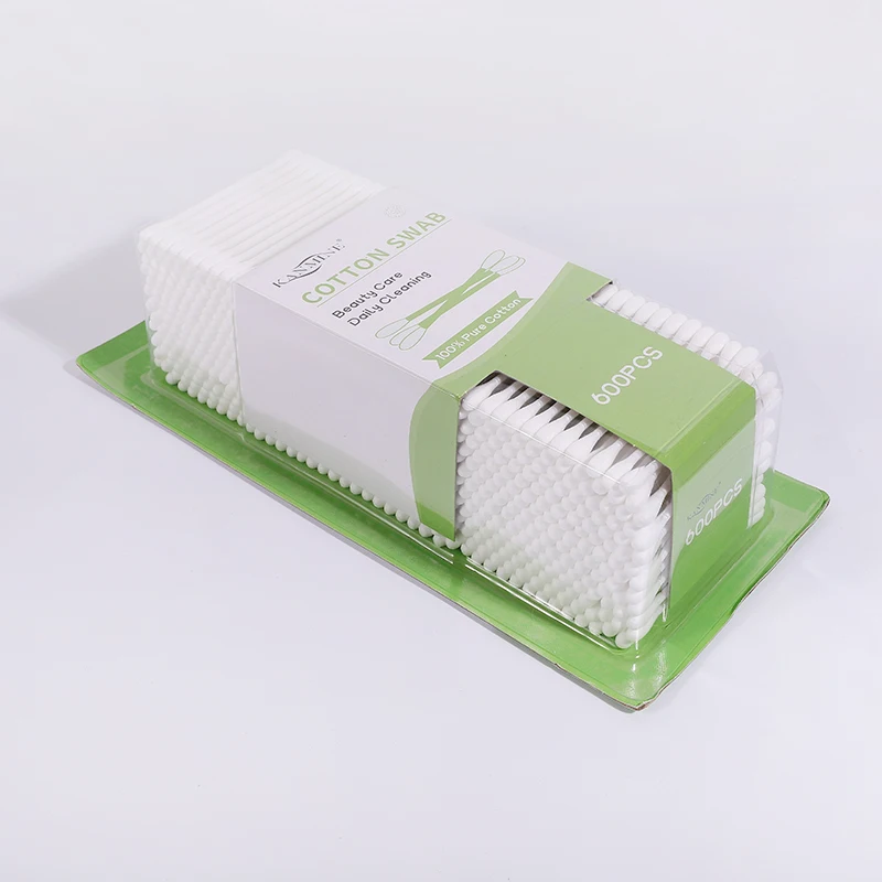 Customized Wholesale Items 600pcs Card Suction Package White Plastic Stick Cotton Bud
