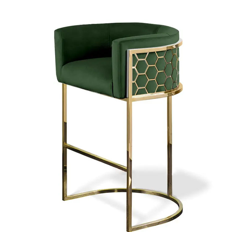 Лидер продаж высокое качество современный дизайн промышленный металлический барный стул бархатная ткань высокий с сотовой