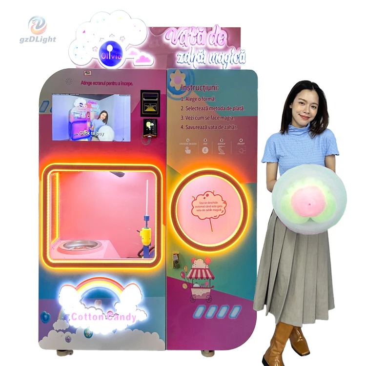 gzDlight Commercial Smart Marshmallow Making Maker Machine Robot Flower Cotton Candy Vending Machine