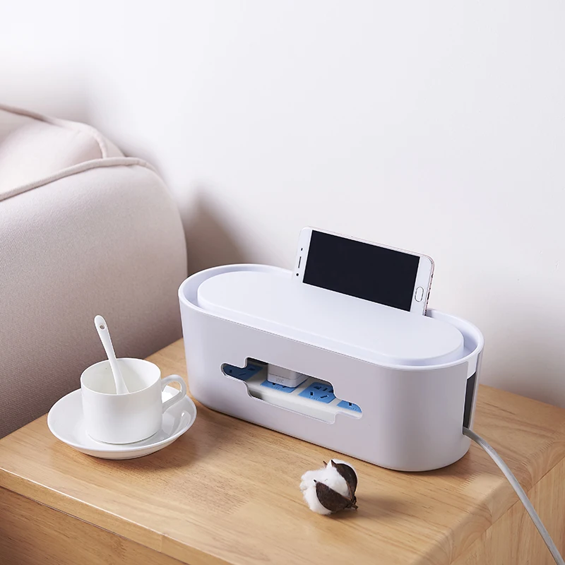 Good Quality Home Use Dust-proof Heat Dissipation Electric Wire Storage Table Use ABS Plastic Socket Organizer with Lid