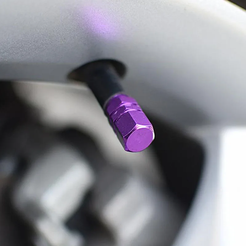 4pcs modified aluminum alloy multi-color hexagonal car valve cap tire valve core cover screw cap
