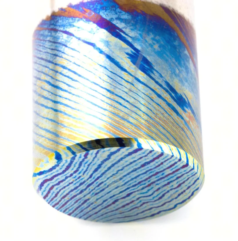 Mokuti Timascus Billet Titanium Damascus Rod bar a Knife Material Round