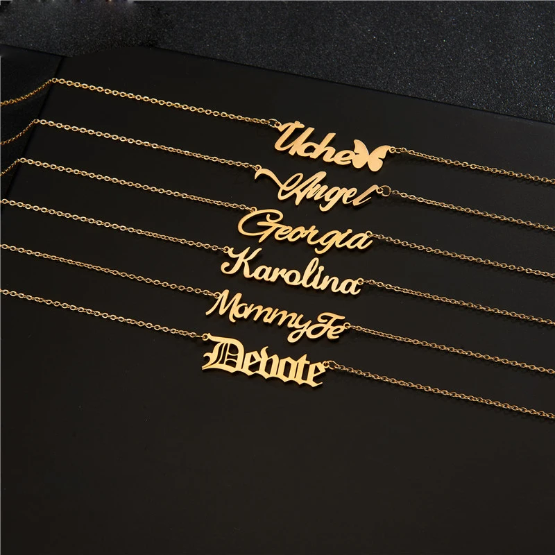 Factory Customized Personalized Stainless Steel Custom Name Jewelry Custom Letter Women Pendant Necklace