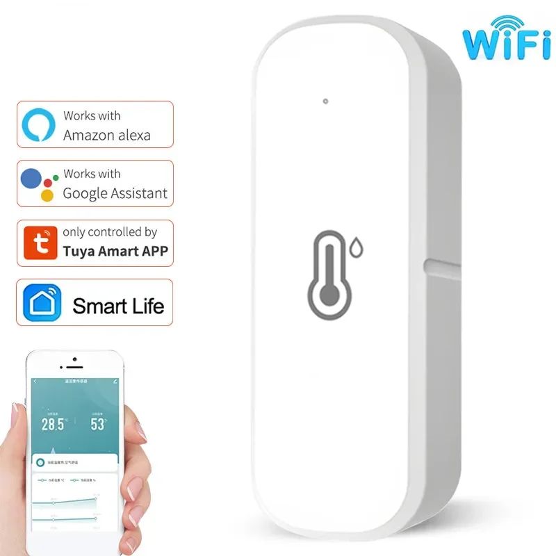 Tuya WiFi Temperature Humidity Smart Sensor Battery Power APP Monitor Sensor with Alexa Google Home Voice Control Sensor