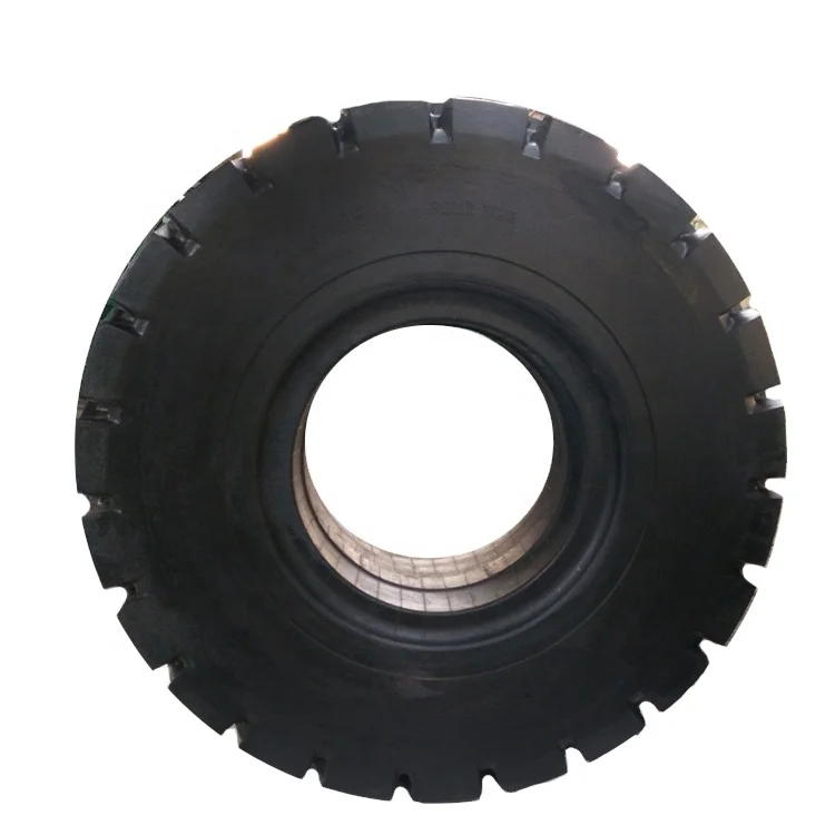 OTR solid rubber tire compatible with standard pneumatic rims typically used in most material handling applications